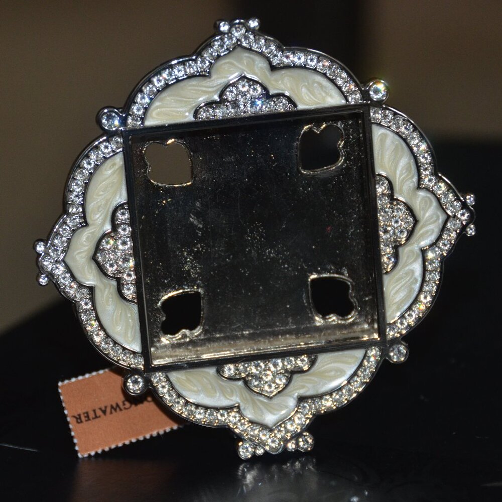 RARE JAY STRONGWATER WARNER PAVE DIAMOND QUATREFOIL SCROLL CRYSTAL ENAMEL FRAME